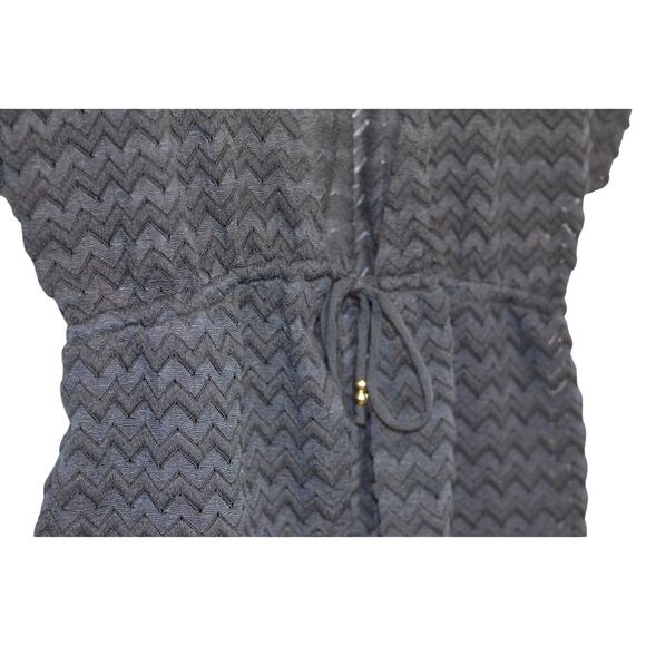 Miken Swim Women's Tie Waist Chevron Knit Coverup in Black - Picture 5 of 7